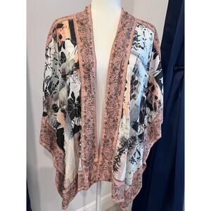 TOLANI Collection ANTHROPOLOGIE XXS Kimono Patchwork Floral Asian Boho BEACH EUC